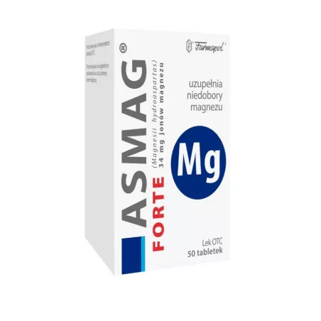 Asmag FORTE tabletki 34mg Mg++ x 50 tabletek magnez ZAKŁAD CHEMICZNO-FARMACEUTYCZNY "FARMAPOL" SP. Z O.O.