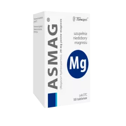 Asmag tabletki 20mg Mg++ x 50 tabletek Minerały ZAKŁAD CHEMICZNO-FARMACEUTYCZNY "FARMAPOL" SP. Z O.O.