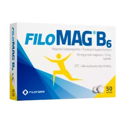 Filomag B6 tabletki 0.04g+5mg x 50 tabletek magnez FARMACEUTYCZNA SPÓŁDZIELNIA PRACY FILOFARM