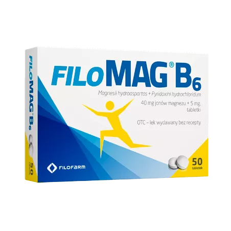 Filomag B6 tabletki 0.04g+5mg x 50 tabletek magnez FARMACEUTYCZNA SPÓŁDZIELNIA PRACY FILOFARM