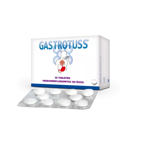 Gastrotuss tabletki do żucia x 30 tabletek wrzody żołądka, zgaga, refluks VITAMED