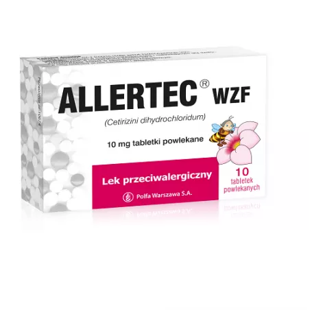 Allertec WZF tabletki powlekane 10mg x 10 tabletek tabletki na alergię WARSZAWSKIE ZAKŁ.FARM. POLFA S.A.