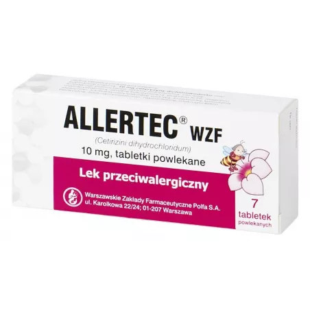 Allertec WZF tabletki powlekane 10mg x 7 tabletek tabletki na alergię WARSZAWSKIE ZAKŁ.FARM. POLFA S.A.