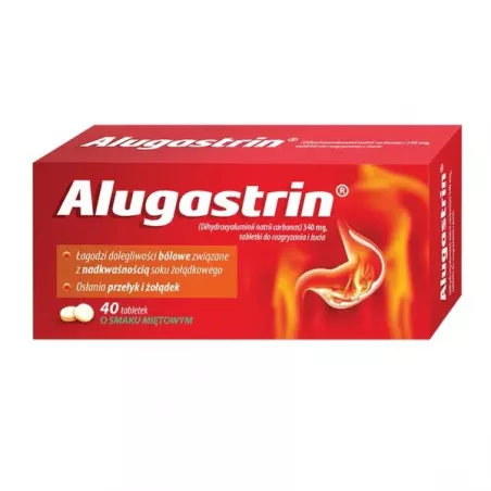 Alugastrin tabletki 340mg x 40 tabletek wrzody żołądka, zgaga, refluks LABORATORIA POLFA ŁÓDŹ SP. Z O.O.