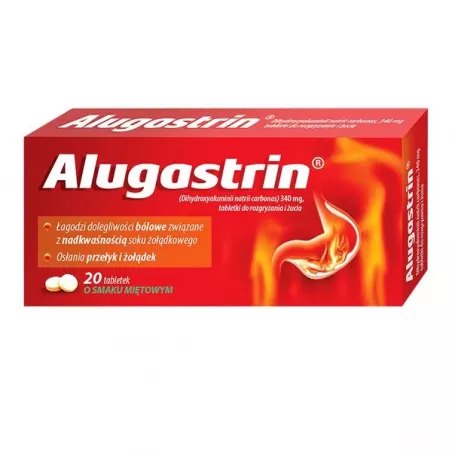 Alugastrin tabletki 340mg x 20 tabletek wrzody żołądka, zgaga, refluks LABORATORIA POLFA ŁÓDŹ SP. Z O.O.