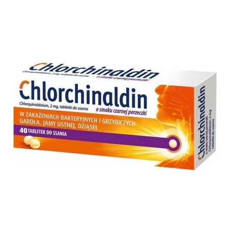 Chlorchinaldin tabletki o smaku czarnej porzeczki x 40 tabletek leki na ból gardła i chrypkę PHARMASWISS CZESKA REPUBLIKA S.R.O.