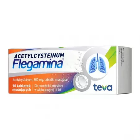 Flegamina Acetylcysteinum 600mg x 10 tabletek musujących leki na kaszel TEVA PHARMACEUTICALS POLSKA SP. Z O. O.