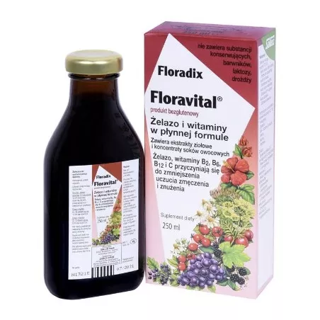 Zioło-Piast Floradix Floravital bezglutenowy x 250 ml witaminy z grupy B ZIOŁO-PIAST HURTOWNIA FARMACEUTYCZNA MARIAN ZAREMBA