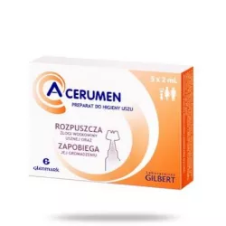 A-cerumen preparat do higieny uszu 2ml x 5 ampułek Dla ciała GLENMARK PHARMACEUTICALS SP. Z O.O.