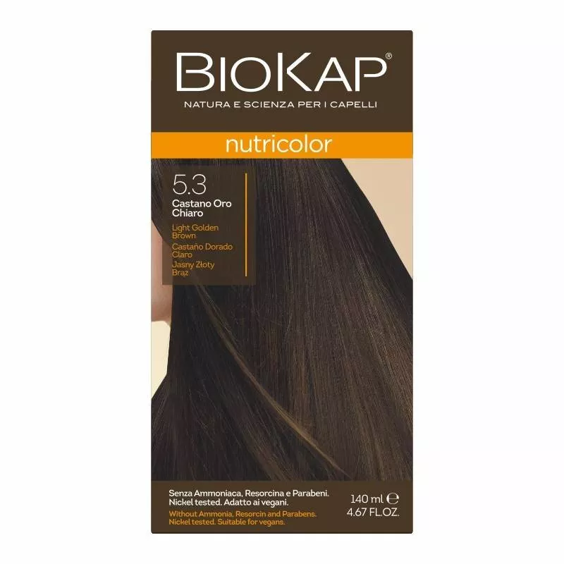 LAB PHARMA AGNIESZKA LEWANDOWSKA BIOKAP NUTRICOLOR 5.3 Jasny Złoty Brąz x 140 ml — Składniki i ocena