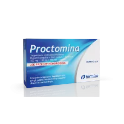Proctomina czopki doodbytnicze 200mg+100g+150mg x 10 sztuk preparaty na hemoroidy FARMINA SP. Z O.O.