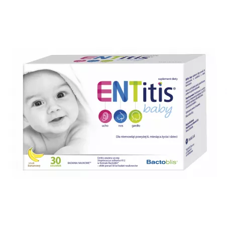 ENTitis Baby proszek o smaku bananowym x 30 saszetek ( data ważności 30.04.2024 ) odporność dziecka POLSKI LEK