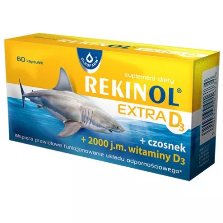 Rekinol Extra D3 x 60 kapsułek naturalne preparaty na odporność OLEOFARM SP. Z O.O.