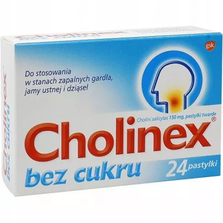 Cholinex pastylki 0.15g bez cukru x 24 tabletek leki na ból gardła i chrypkę GLAXOSMITHKLINE CONSUMER HEALTHCARE SP. Z O.O.