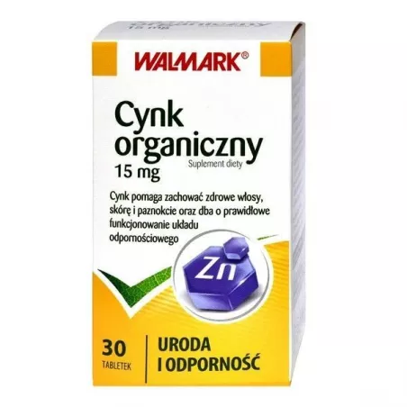 Cynk Organiczny 15 mg Walmark x 30 tabletek Skóra Włosy i paznokcie WALMARK SP. Z O.O.