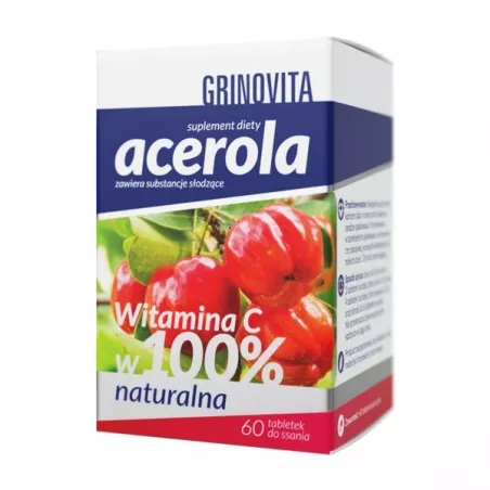 Acerola Grinovita x 60 tabletek naturalne preparaty na odporność N.P.ZDROVIT SP Z O.O.