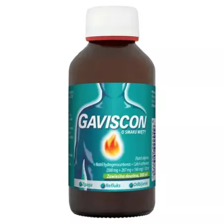 Gaviscon zawiesina doustna o smaku mięty x 300 ml wrzody żołądka, zgaga, refluks RECKITT BENCKISER POLAND S.A.