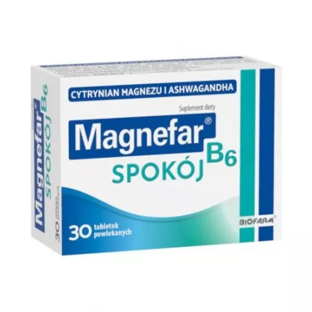 Magnefar B6 Spokój x 30 tabletek powlekanych magnez BIOFARM SP.Z O.O.