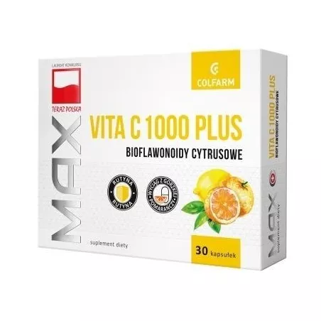 Max Vita C 1000 Plus Bioflawonoidy cytrusowe x 30 kapsułek preparaty wspomagające ZAKŁADY FARM. COLFARM