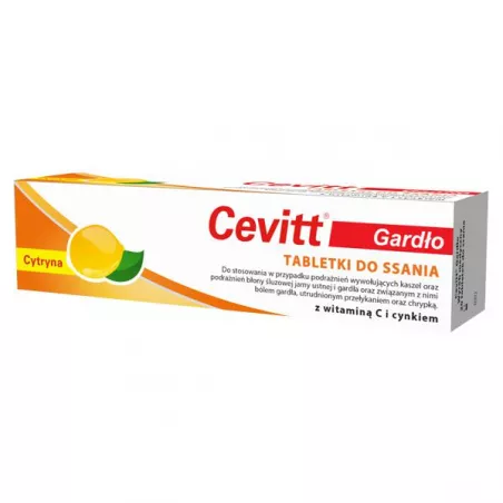 Cevitt gardło cytryna do ssania x 20 tabletek leki na ból gardła i chrypkę ALPEN PHARMA AG S.A.