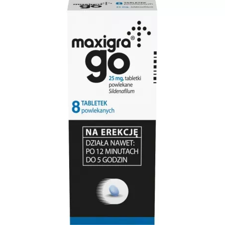 Maxigra Go tabletki powlekane 25 mg x 8 tabletek mężczyźni ZAKŁADY FARMACEUTYCZNE POLPHARMA S.A.