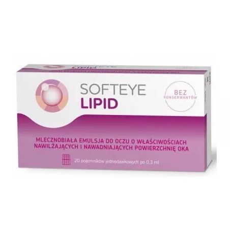 Softeye Lipid 0,3 ml x 20 pojemników ( data ważności 31.08.2024 ) krople do oczu ZAKŁADY FARMACEUTYCZNE POLPHARMA S.A.