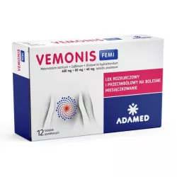 Vemonis Femi 400mg + 60mg + 40mg x 12 tabletek powlekanych tabletki przeciwbólowe ADAMED PHARMA SPÓŁKA AKCYJNA