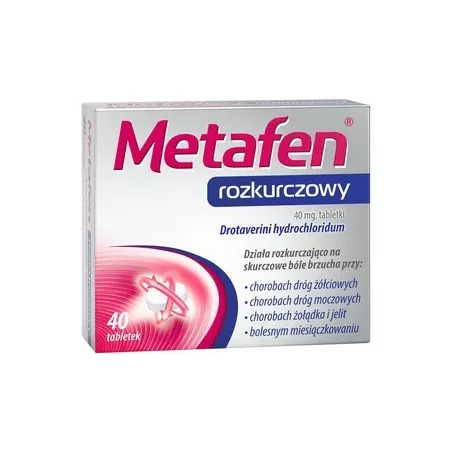 Metafen rozkurczowy 40 mg x 40 tabletek ( data ważności 31.04.2024 ) tabletki przeciwbólowe ZAKŁADY FARMACEUTYCZNE POLPHARMA ...