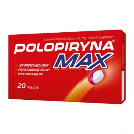 Polopiryna Max tabletki dojelitowe 0.5g x 20 tabletek ból mięśni pleców i kręgosłupa ZAKŁADY FARMACEUTYCZNE POLPHARMA S.A.