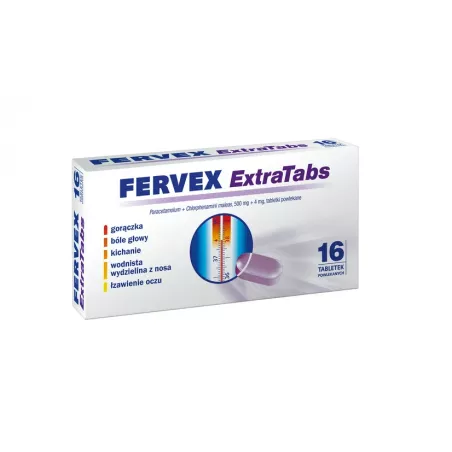 Fervex ExtraTabs 500 mg + 4 mg tabletki powlekane x 16 tabletek ( data ważności 30.04.2024 ) ból UPSA SAS