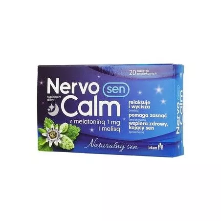 NervoCalm Sen z melatoniną 1mg x 20 tabletek Spokój i Sen PRZEDSIĘBIORSTWO FARMACEUTYCZNE LEK-AM SP. Z O.O.