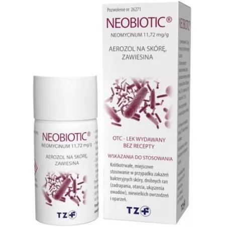 Neobiotic aerozol na skórę, zawiesina11,72mg/g x 16g odparzenia oparzenia i pęcherze TARCHOMIŃSKIE ZAKŁADY FARM. POLFA S.A.