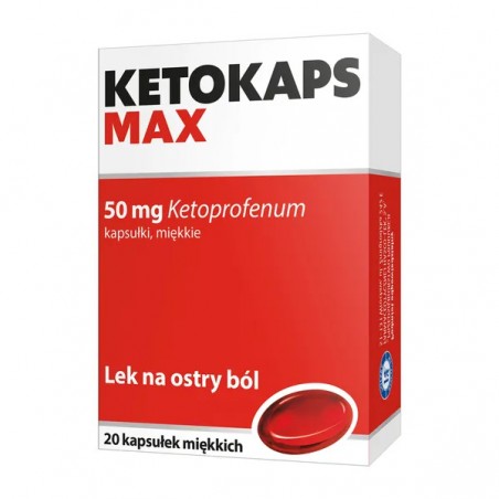 Ketokaps Max kapsułek miękkich 50 mg x 20 kapsułek tabletki przeciwbólowe PRZEDSIĘBIORSTWO PRODUKCJI FARMACEUTYCZNEJ HASCO-LE...