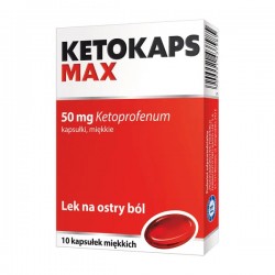 Ketokaps Max kapsułek miękkich 50 mg x 10 kapsułek tabletki przeciwbólowe PRZEDSIĘBIORSTWO PRODUKCJI FARMACEUTYCZNEJ HASCO-LE...