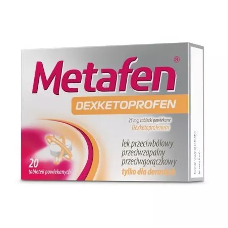 Metafen Dexketoprofen 25mg x 20 tabletek tabletki przeciwbólowe ZAKŁADY FARMACEUTYCZNE POLPHARMA S.A.