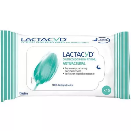 Lactatyd Antibacterial chusteczki x 15 sztuk hig. intymna OMEGA PHARMA POLAND SP Z OO