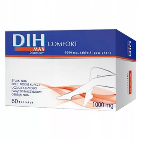 Dih Max COMFORT 1000mg x 60 tabletek preparaty na obrzęki PRZEDSIĘBIORSTWO PRODUKCJI FARMACEUTYCZNEJ HASCO-LEK S.A.