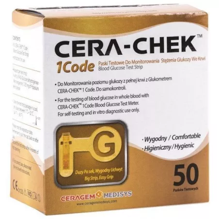 Cera-Chek 1 Code - test paskowy_50 pasków paski testowe do glukometrów HAND-PROD SP. Z O.O.