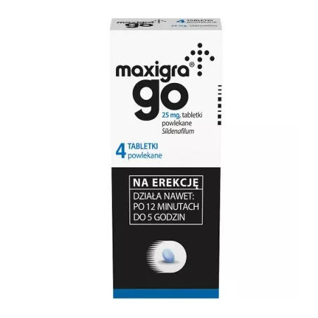 Maxigra Go tabletki powlekane 25 mg x 4 tabletki mężczyźni ZAKŁADY FARMACEUTYCZNE POLPHARMA S.A.
