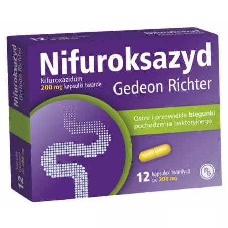 Nifuroksazyd Gedeon Richter 200mg x 12 tabletek biegunka GEDEON RICHTER POLSKA SP.Z O.O.