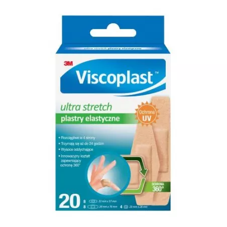 Plastry Viscoplast Ultra Stretch x 20 sztuk Opatrunki i art. higieniczne 3M VISCOPLAST S.A.