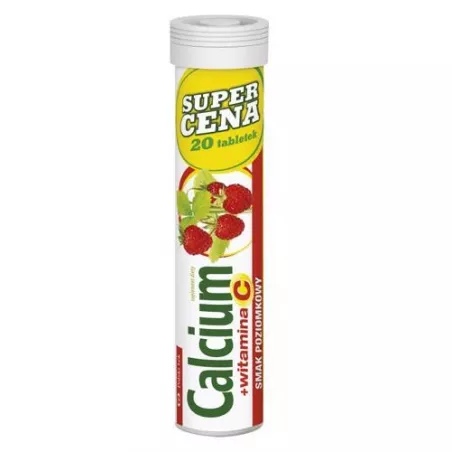 Calcium + Vit C smak poziomkowy x 20 tabletek witamina C POLSKI LEK