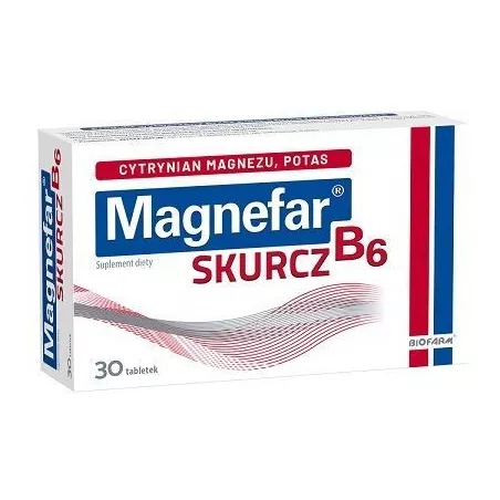 Magnefar B6 Skurcz x30 tabletek powlekanych magnez BIOFARM SP.Z O.O.