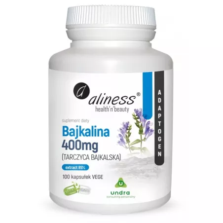 Aliness Bajkalina Extract 85% 400 mg 100 kapsułek ( data ważności 29.02.2024 ) adaptogeny Aliness