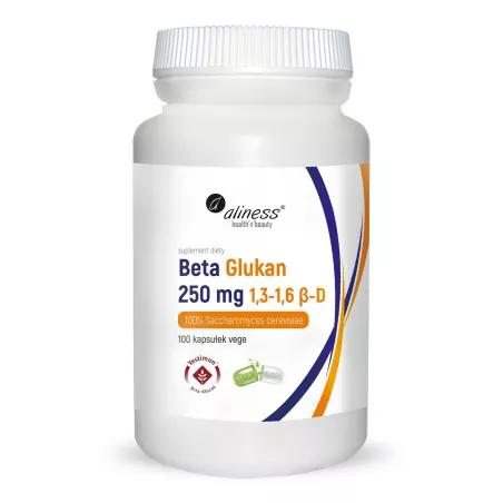 Aliness Beta Glukan 250 mg 100 kapsułek ( data ważności 28.02.2024 ) naturalne preparaty na odporność Aliness
