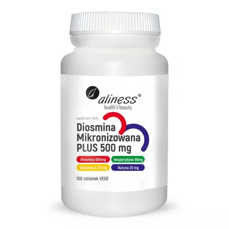Aliness Diosmina Mikronizowana plus 500 mg 100 tabletek na wzmocnienie krążenia Aliness