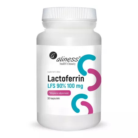 Aliness Lactoferrin LFS 90% 100 mg 30 kapsułek naturalne preparaty na odporność Aliness