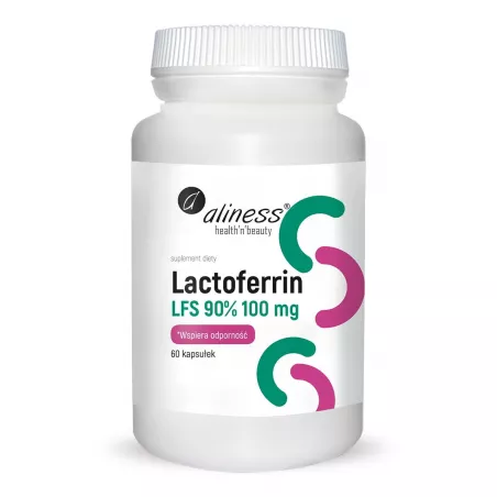 Aliness Lactoferrin LFS 90% 100 mg 60 kapsułek naturalne preparaty na odporność Aliness