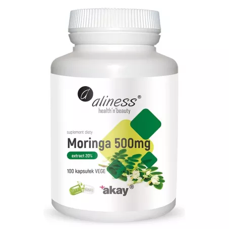Aliness Moringa ekstrakt 20% 500 mg 100 kapsułek naturalne preparaty na odporność Aliness