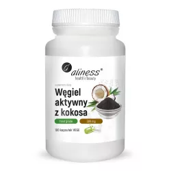 Aliness Węgiel aktywny z kokosa 300 mg 100 kapsułek preparaty na wzdęcia Aliness